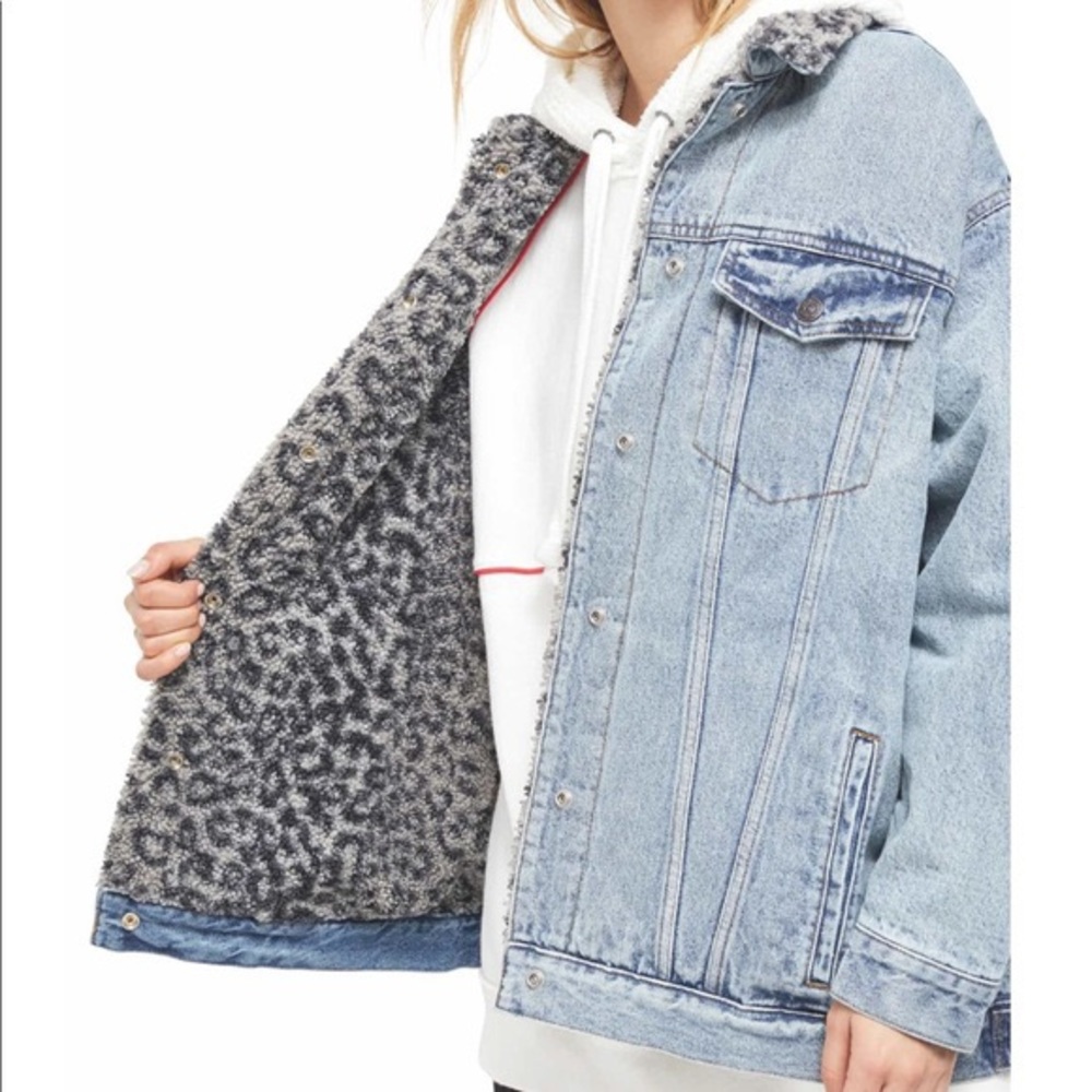 Free People Wild Ones Faux Sherpa Denim Jacket XS
